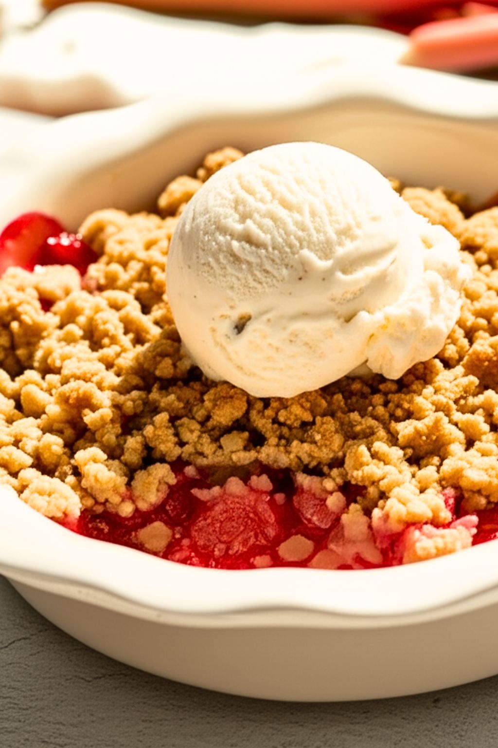 The Secret to Perfect Rhubarb Crisp: Almond Streusel & Freezing